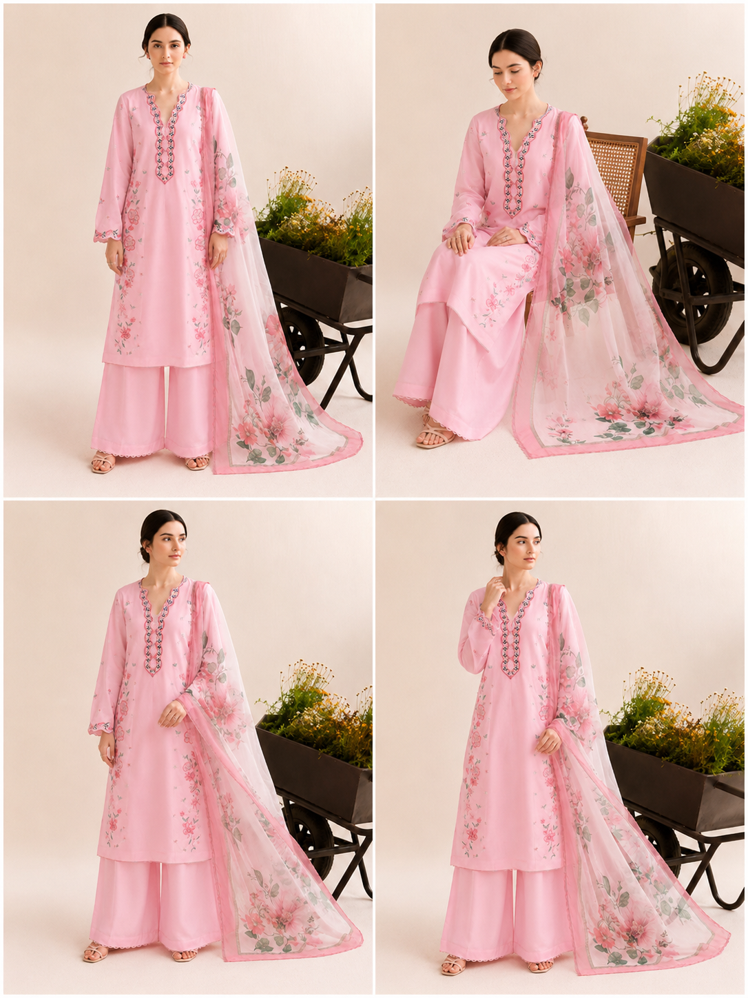 Blush Petal Embroidered 3-PC Lawn Dress
