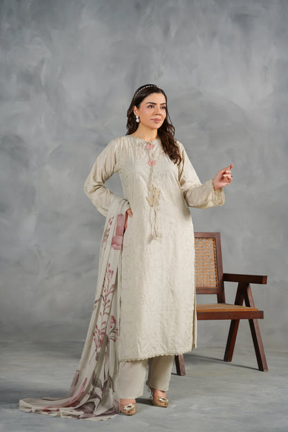 AVELINE Embroidered 3-PC Lawn Dress