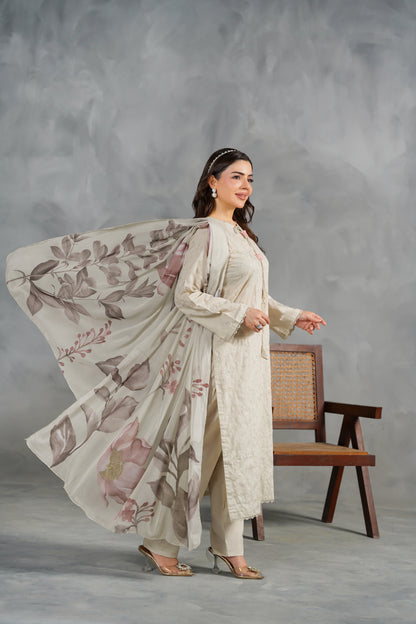AVELINE Embroidered 3-PC Lawn Dress