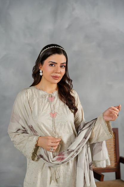 AVELINE Embroidered 3-PC Lawn Dress