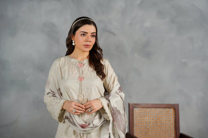 AVELINE Embroidered 3-PC Lawn Dress