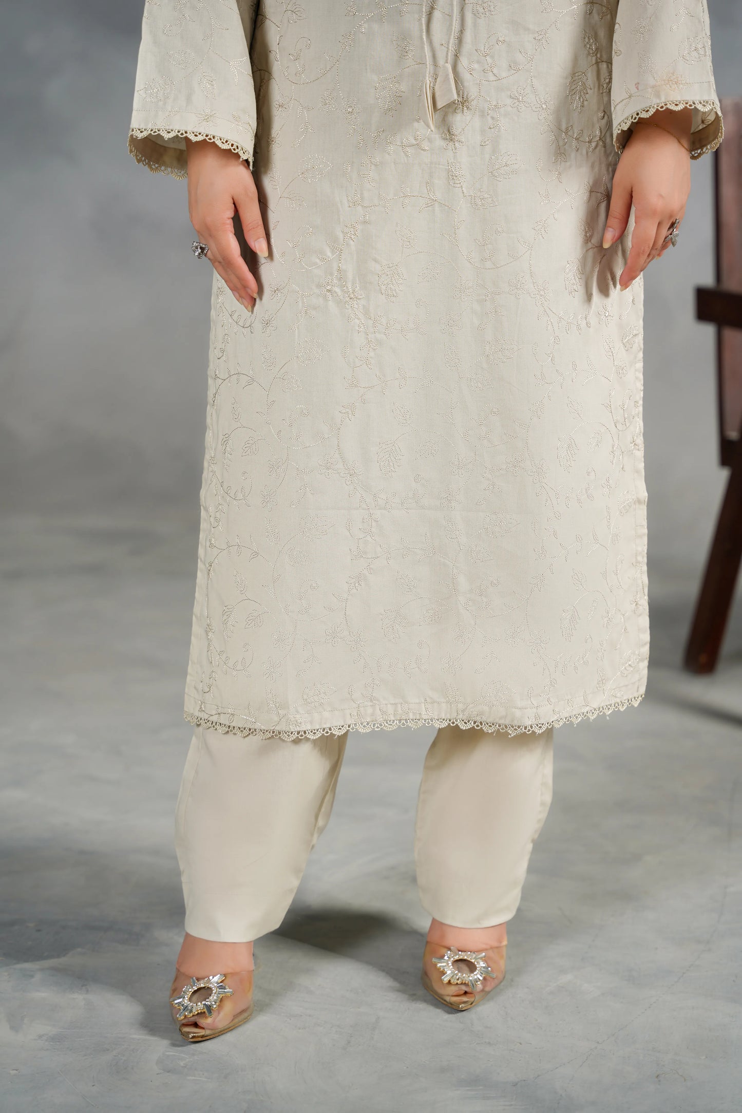 AVELINE Embroidered 3-PC Lawn Dress