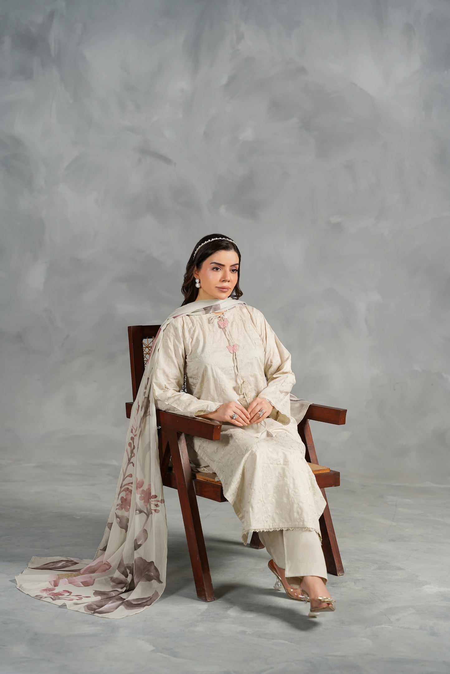 AVELINE Embroidered 3-PC Lawn Dress