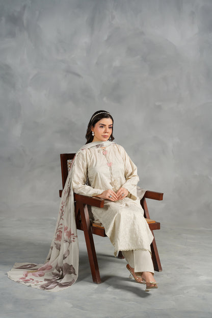AVELINE Embroidered 3-PC Lawn Dress