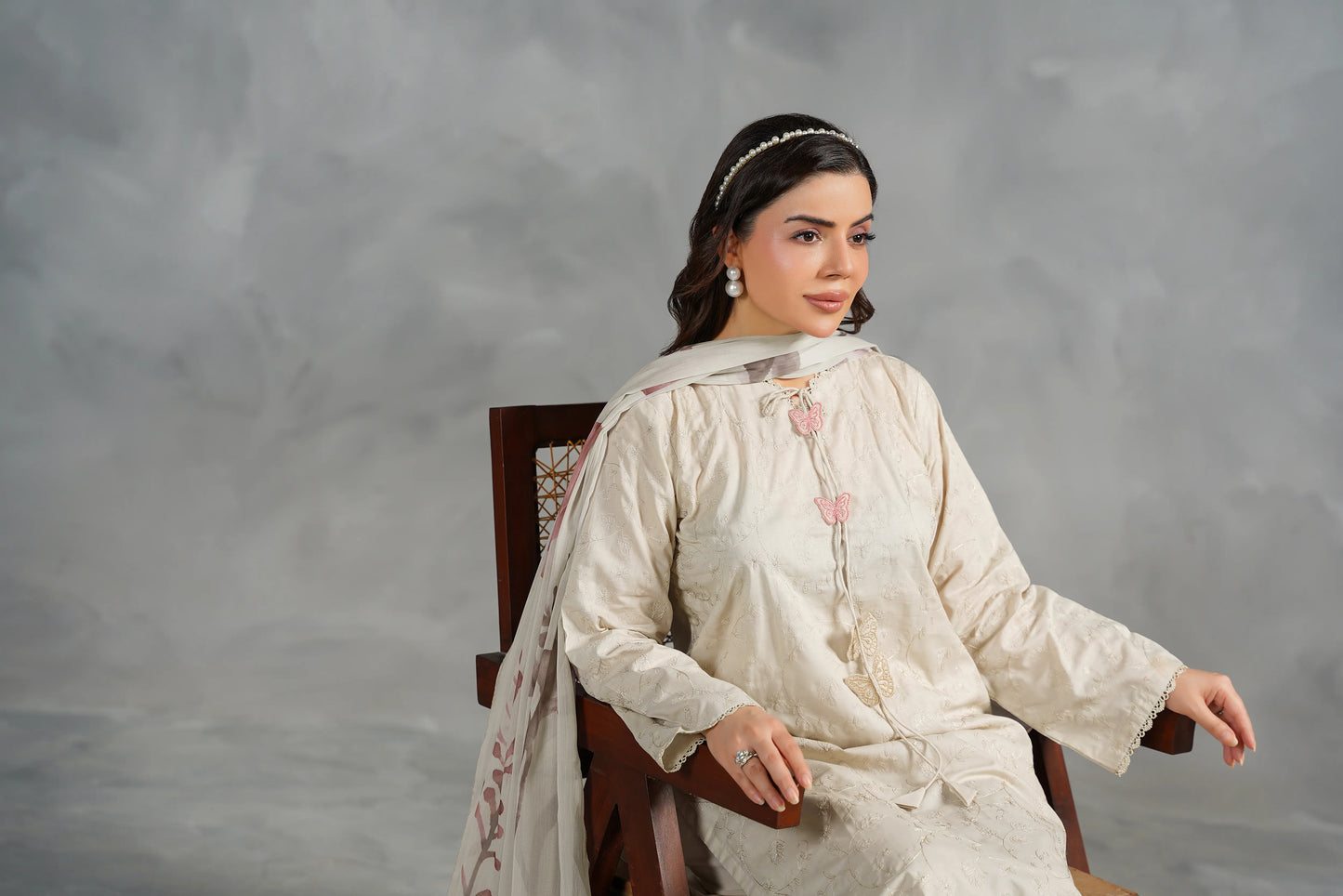 AVELINE Embroidered 3-PC Lawn Dress
