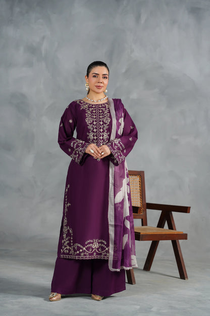 MONARCH Embroidered 3-PC Lawn Dress