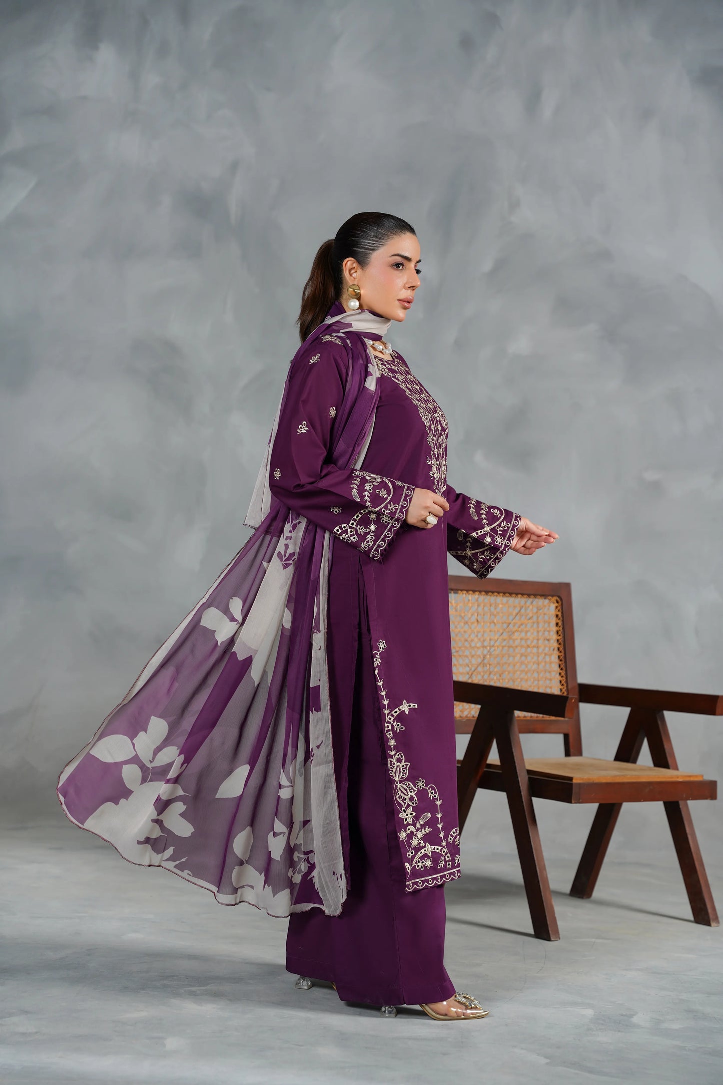 MONARCH Embroidered 3-PC Lawn Dress