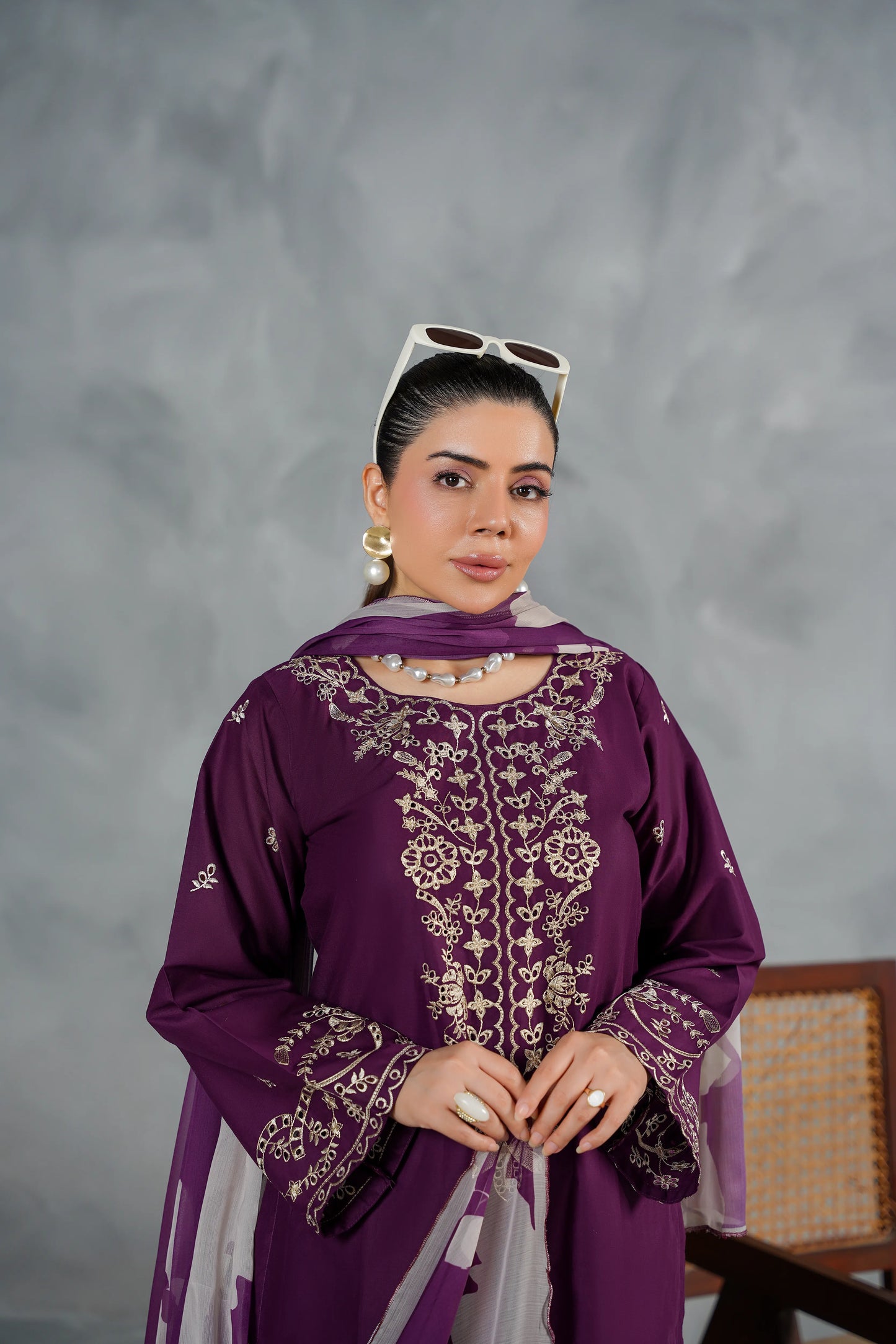 MONARCH Embroidered 3-PC Lawn Dress