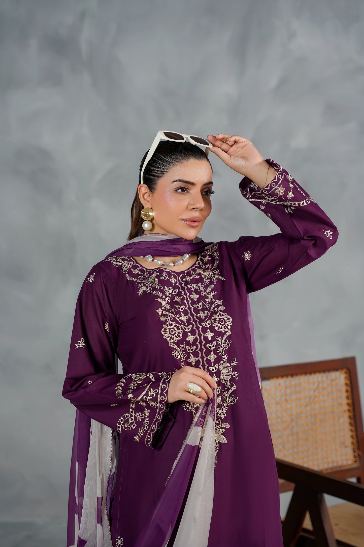 MONARCH Embroidered 3-PC Lawn Dress