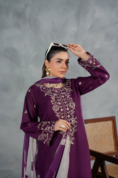 MONARCH Embroidered 3-PC Lawn Dress