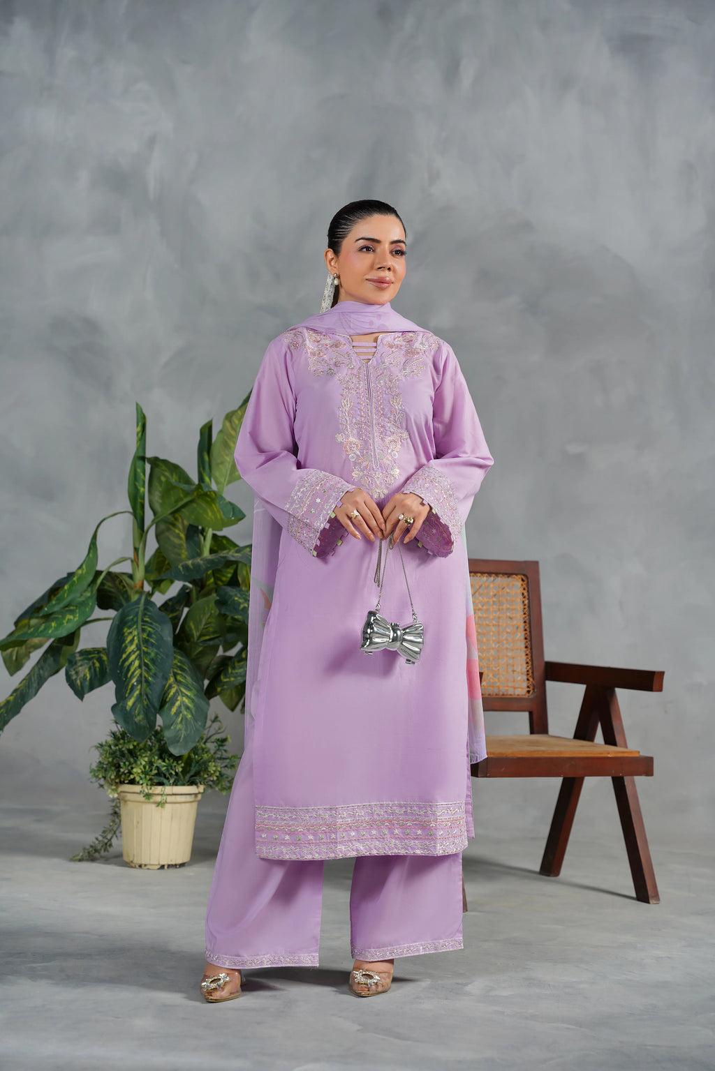 LAVENDER MIST Embroidered 3-PC Lawn Dress