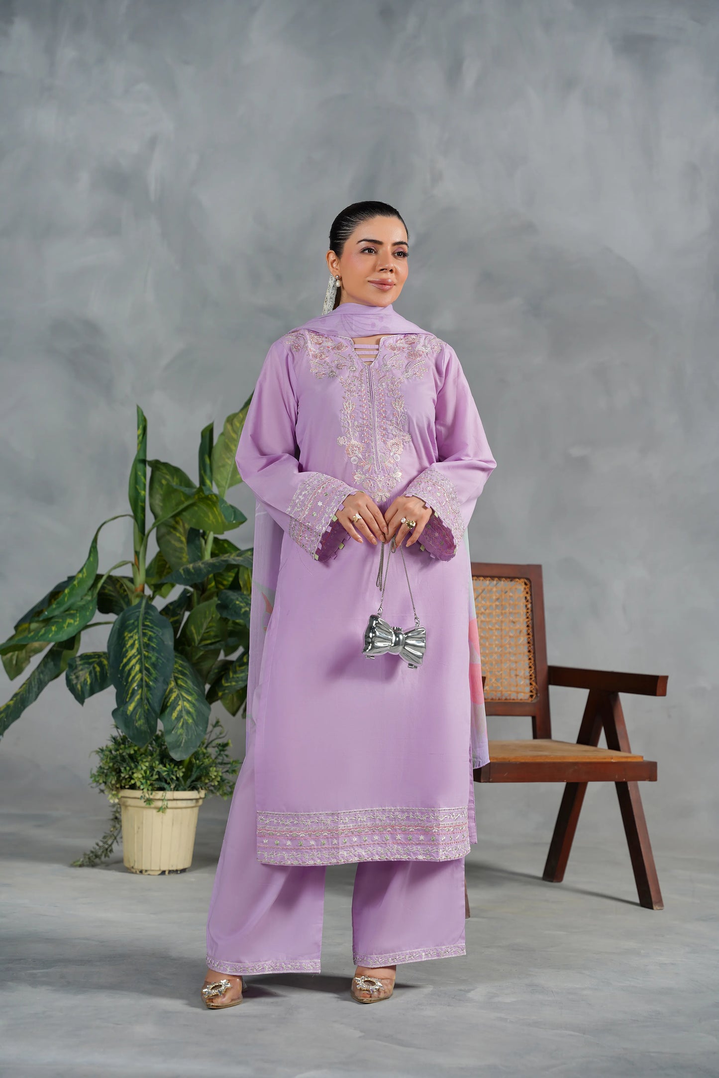 LAVENDER MIST Embroidered 3-PC Lawn Dress