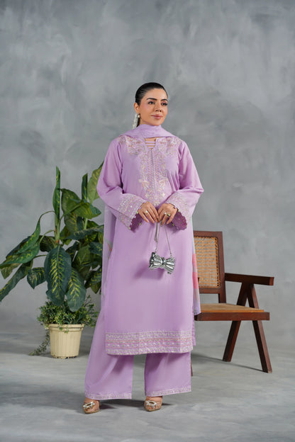 LAVENDER MIST Embroidered 3-PC Lawn Dress