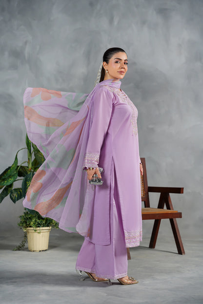 LAVENDER MIST Embroidered 3-PC Lawn Dress