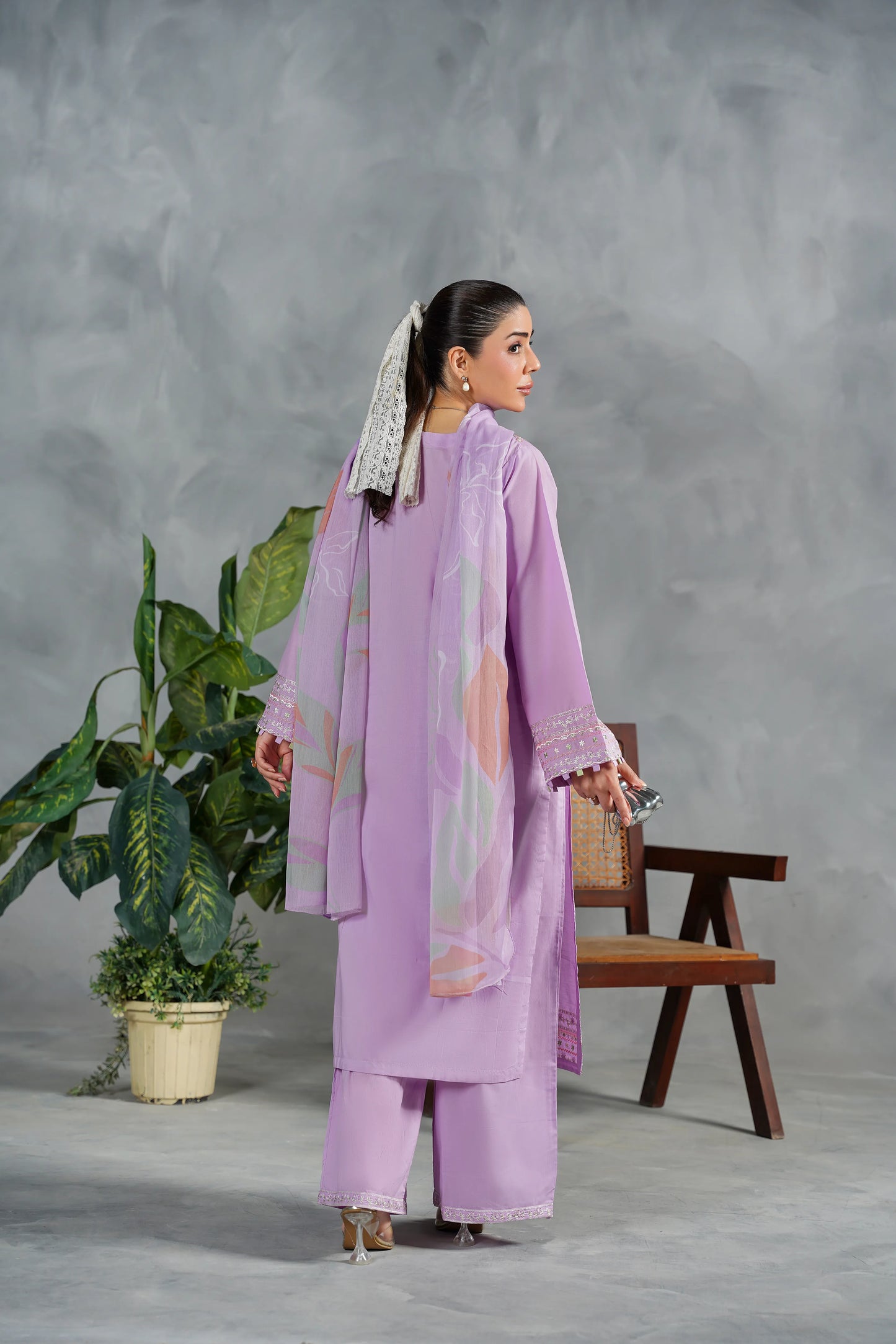 LAVENDER MIST Embroidered 3-PC Lawn Dress