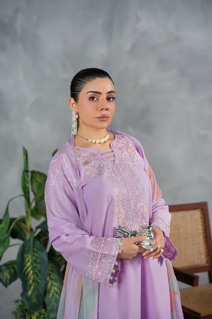 LAVENDER MIST Embroidered 3-PC Lawn Dress