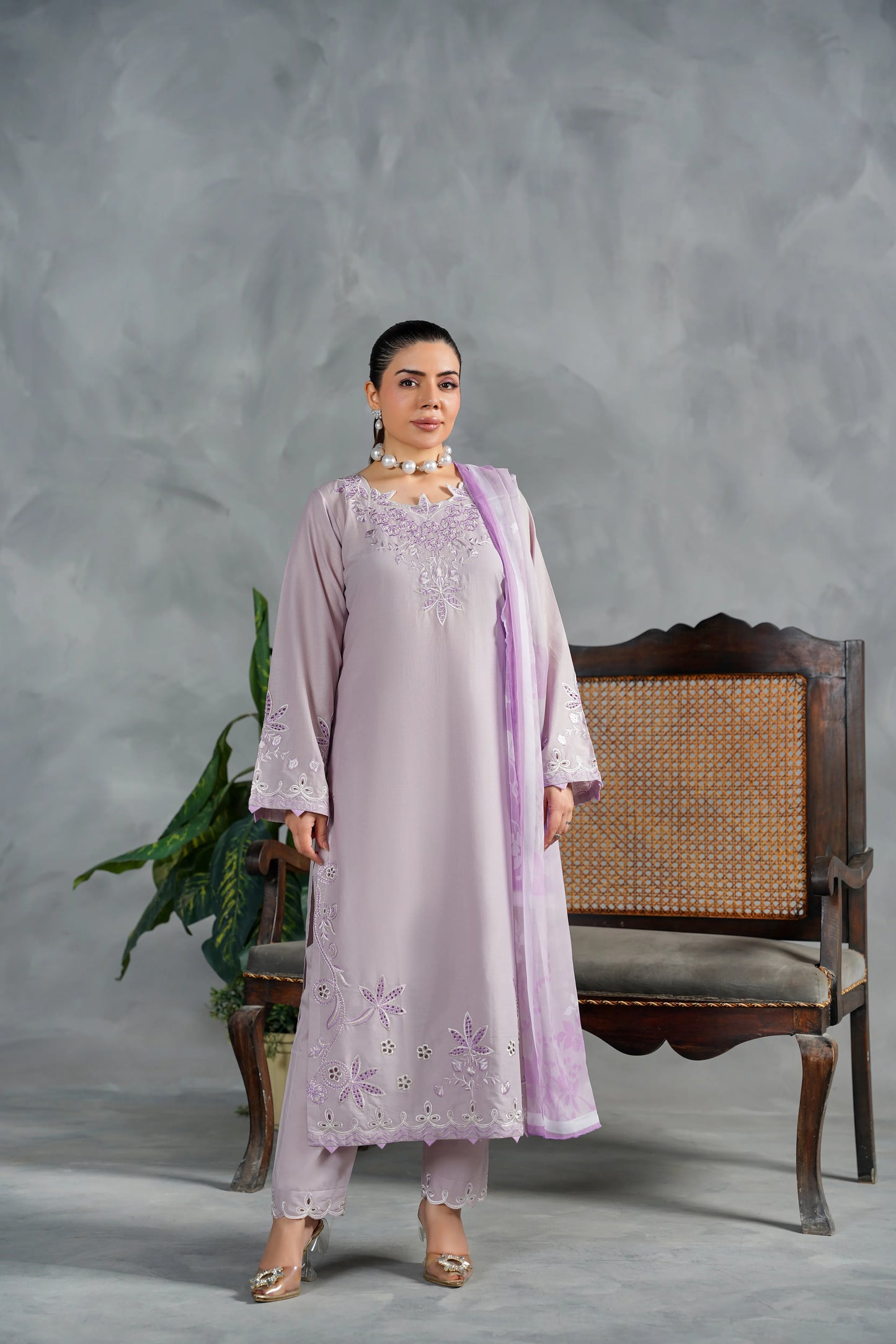 ELYSIA Embroidered 3-PC Lawn Dress