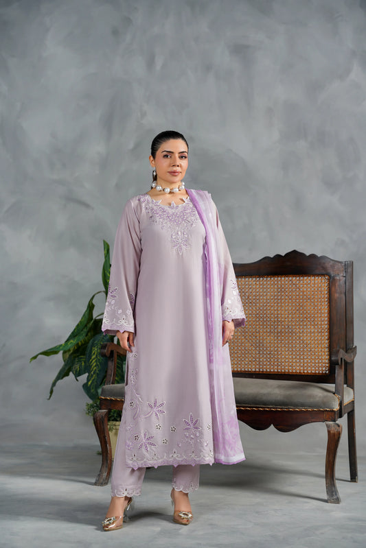 ELYSIA Embroidered 3-PC Lawn Dress