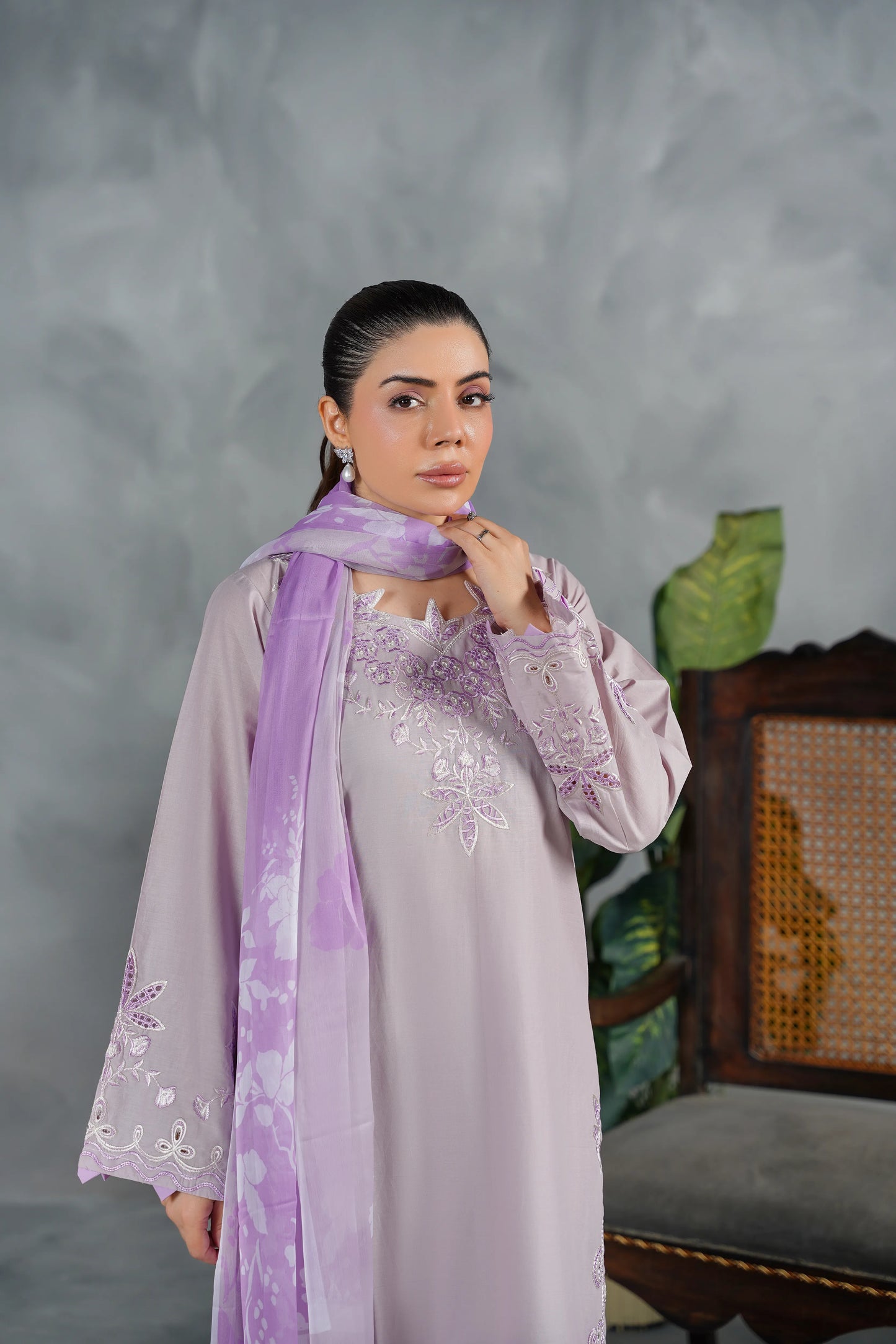 ELYSIA Embroidered 3-PC Lawn Dress