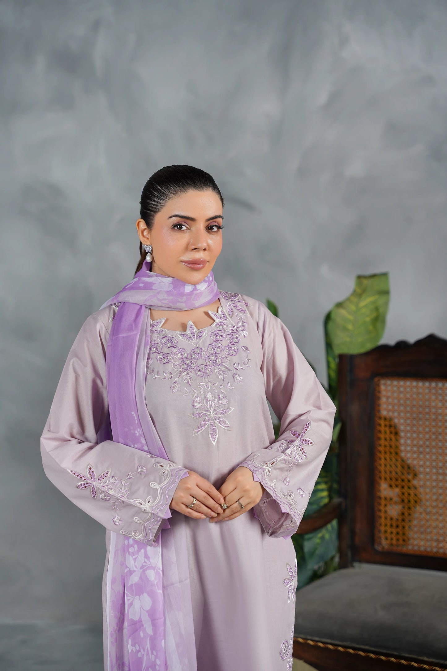 ELYSIA Embroidered 3-PC Lawn Dress