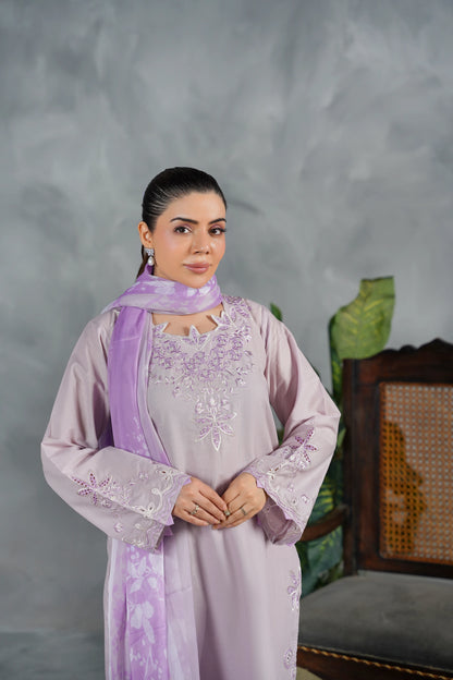 ELYSIA Embroidered 3-PC Lawn Dress
