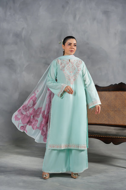 ZELINA Embroidered 3-PC Lawn Dress