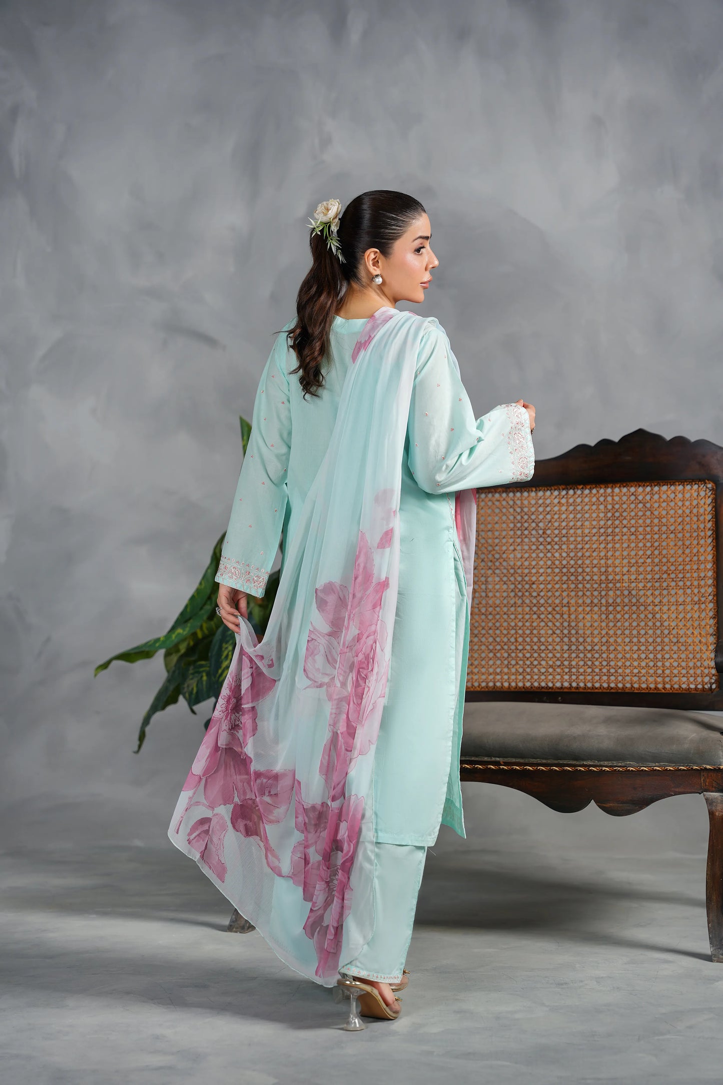 ZELINA Embroidered 3-PC Lawn Dress