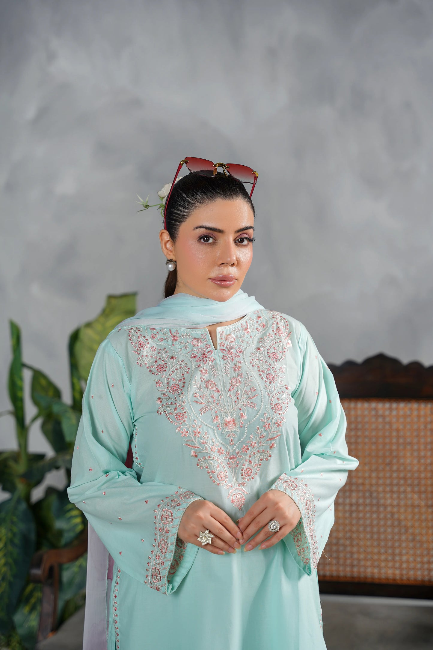 ZELINA Embroidered 3-PC Lawn Dress