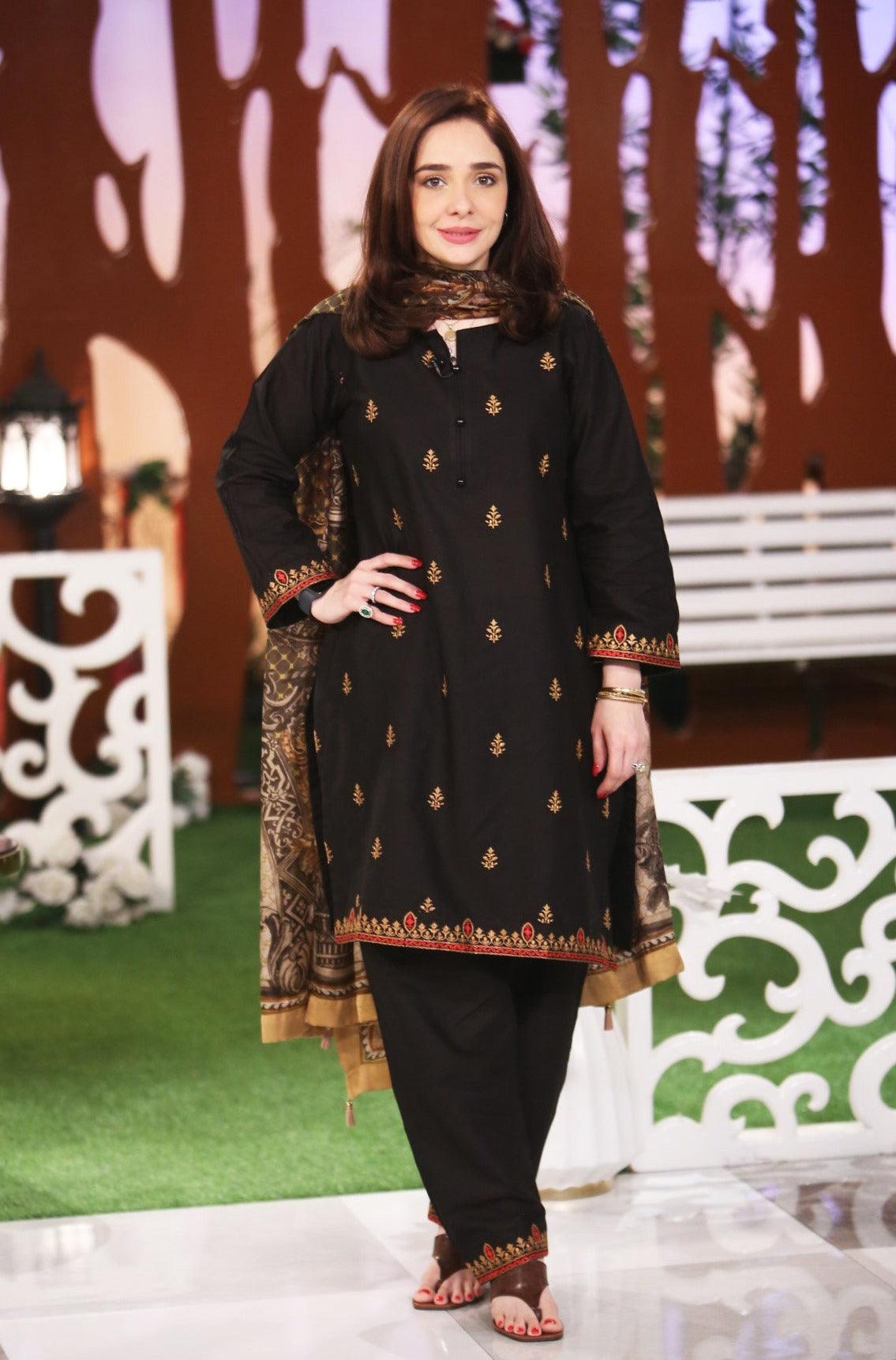 Kajal - Black Embroidered Lawn Mak Fashion