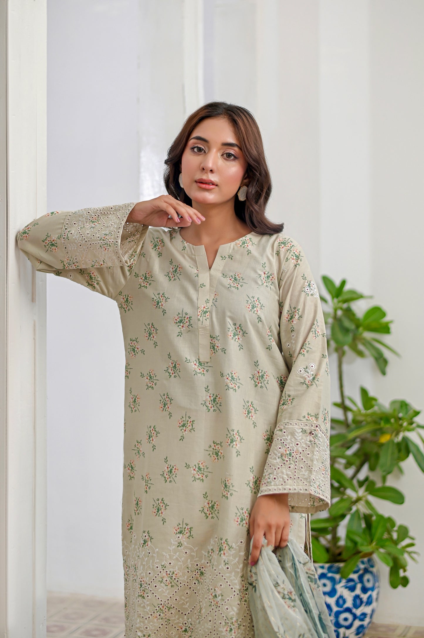 PISTACHIO DUST - Farshi Shalwar Embroidered 3-PC Lawn Dress