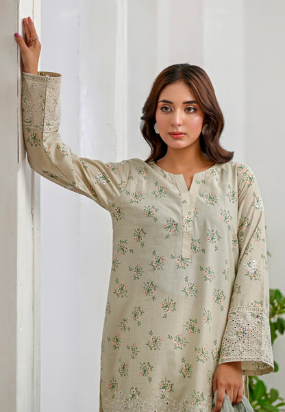 PISTACHIO DUST - Farshi Shalwar Embroidered 3-PC Lawn Dress