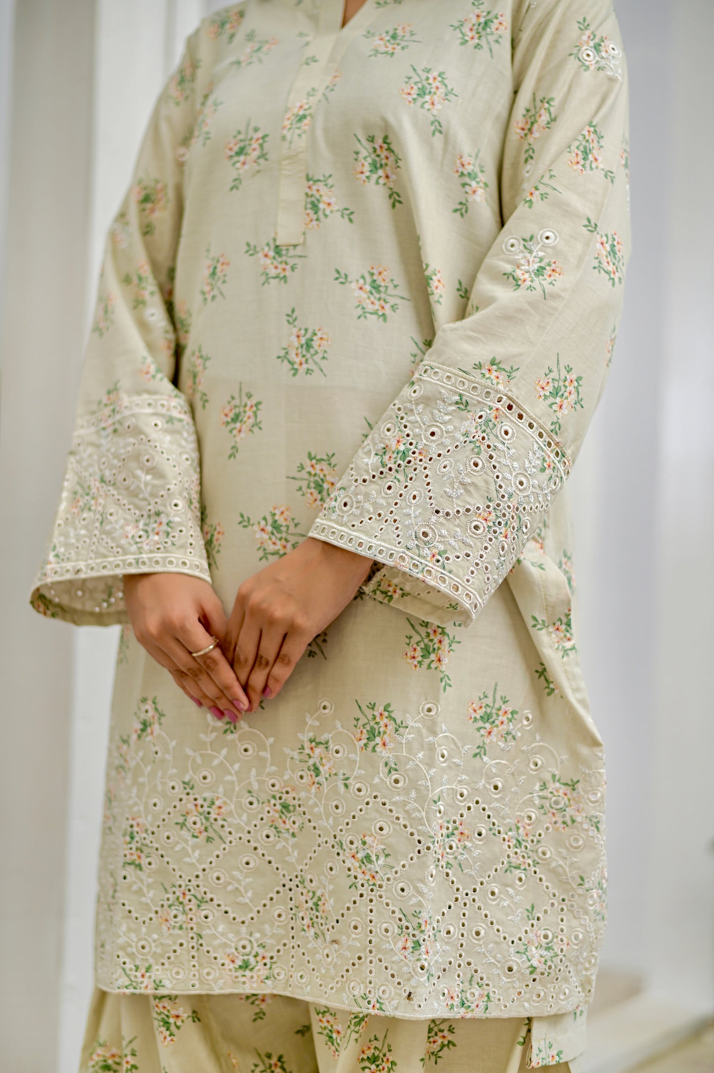 PISTACHIO DUST - Farshi Shalwar Embroidered 3-PC Lawn Dress
