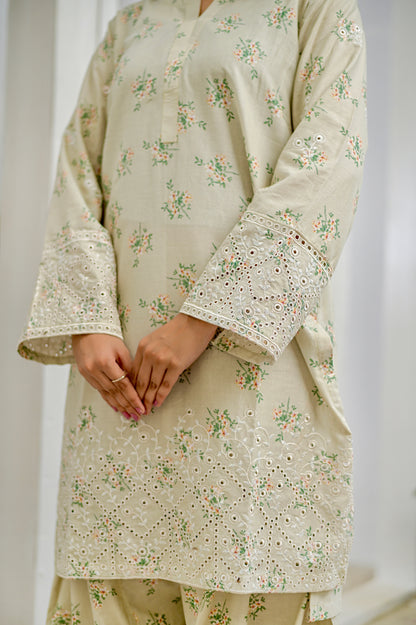 PISTACHIO DUST - Farshi Shalwar Embroidered 3-PC Lawn Dress