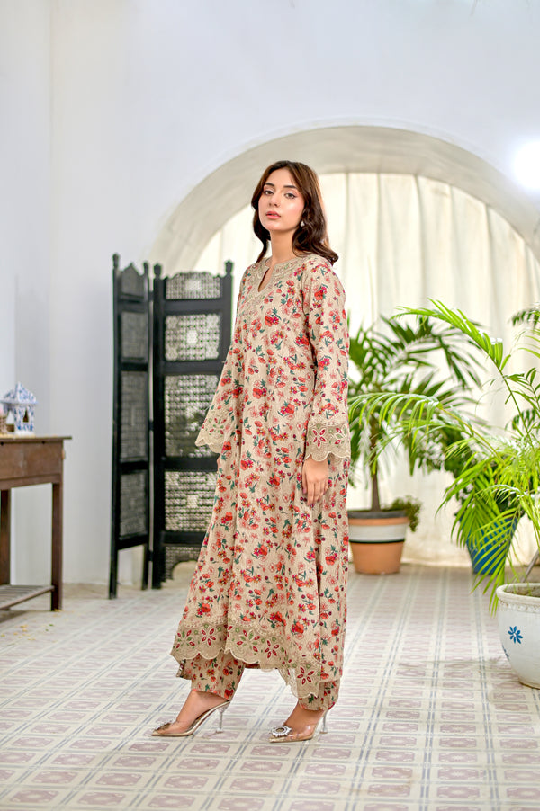 ROSY DUSK - Embroidered 2-PC Lawn Dress